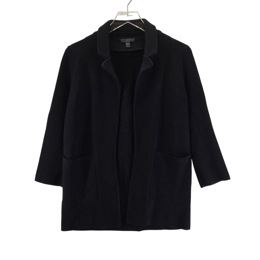 J Crew Knit Blazer Womens XS‎ Black 100% Merino Wool Academia Preppy Minimalist